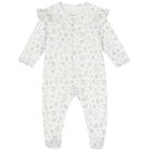 Baby Girls White & Pink Ruffled Babygrow, 1, hi-res