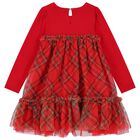 Girls Red Tartan Dress, 1, hi-res