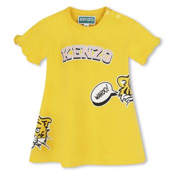 Younger Girls Yellow Tiger Logo Dress