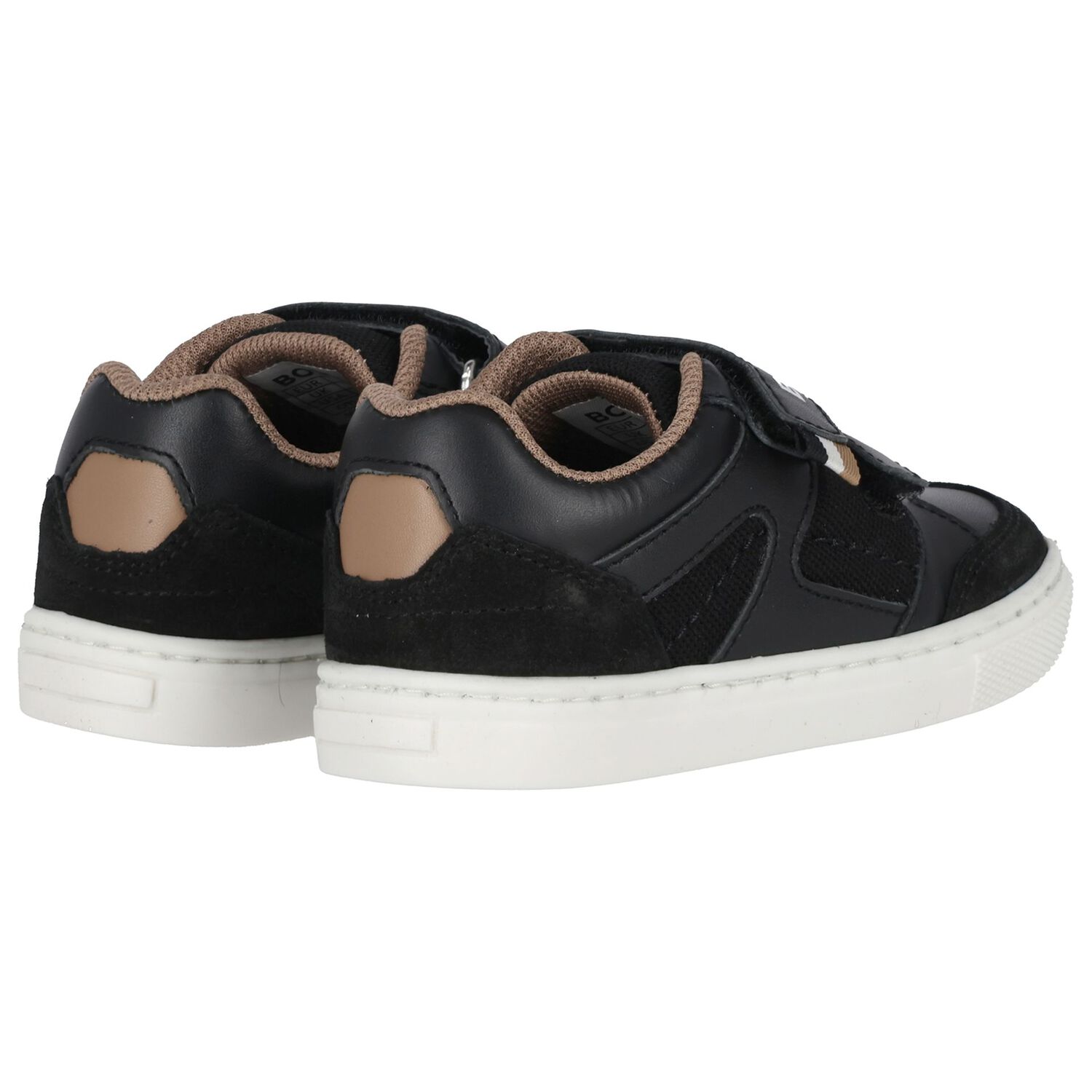 Boys Black Logo Trainers, 1, hi-res