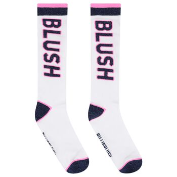Girls White & Pink Logo Socks