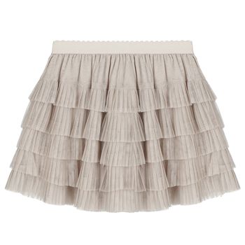 Girls Grey Tulle Pleated Skirt