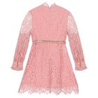 Girls Pink Floral Lace Dress, 1, hi-res