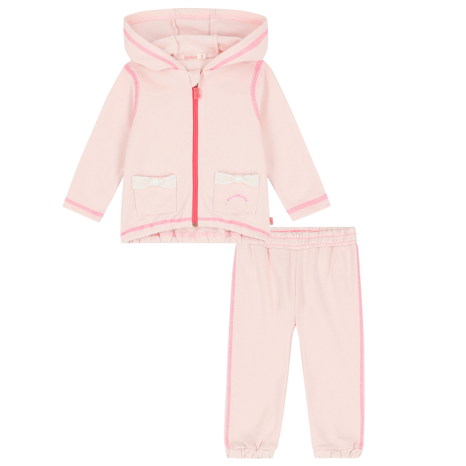 بدلة رياضية بالشعار باللون الوردى للبنات, 1, hi-res