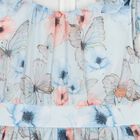 طقم فستان مزين بالزهور والفراشات  باللون الازرق للبنات , 1, hi-res