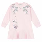 Girls Pink Floral Sweatshirt Dress, 1, hi-res