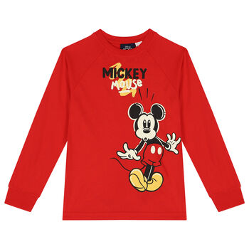 Red Mickey Mouse Long Sleeve Top
