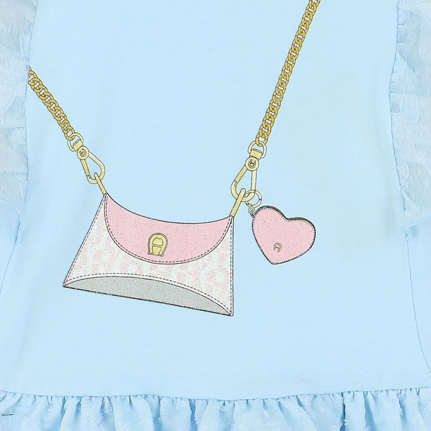 فستان بنات بشعار حقيبة باللون الأزرق, 2, hi-res