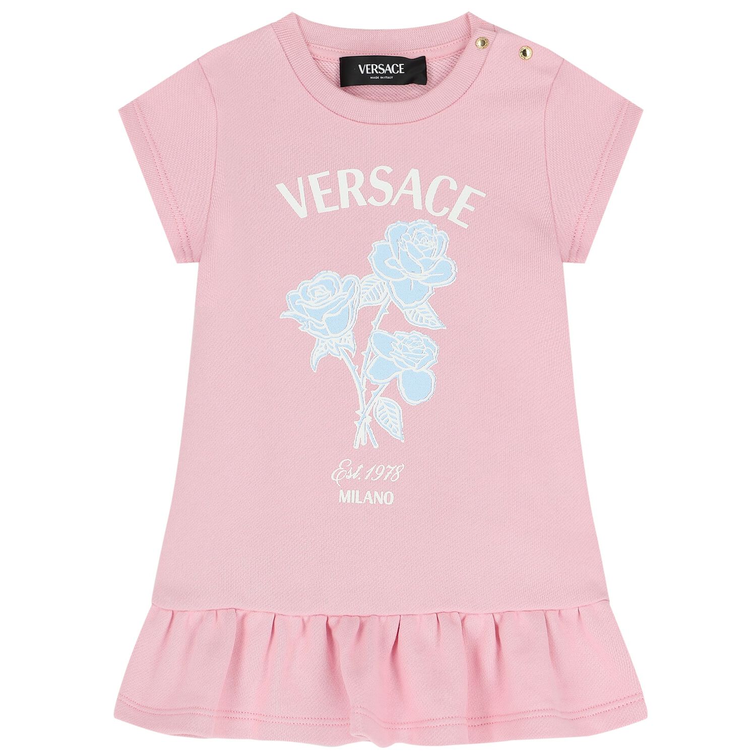 Younger Girls Pink Logo Dress, 1, hi-res