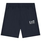 Boys Navy Blue Logo Shorts, 3, hi-res