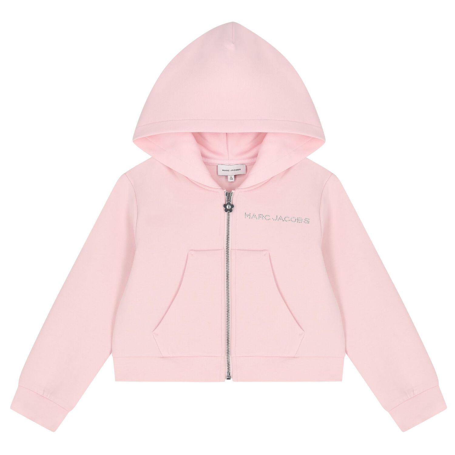 Girls Pink Logo Hooded Zip Up Top, 1, hi-res
