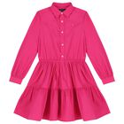 فستان بنات بالشعار باللون الزهري, 1, hi-res