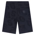 Boys Navy Towelling Logo Shorts, 1, hi-res