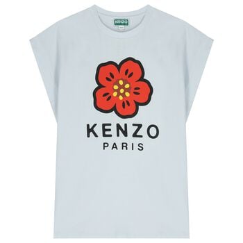 Girls Blue Boke Flower Dress