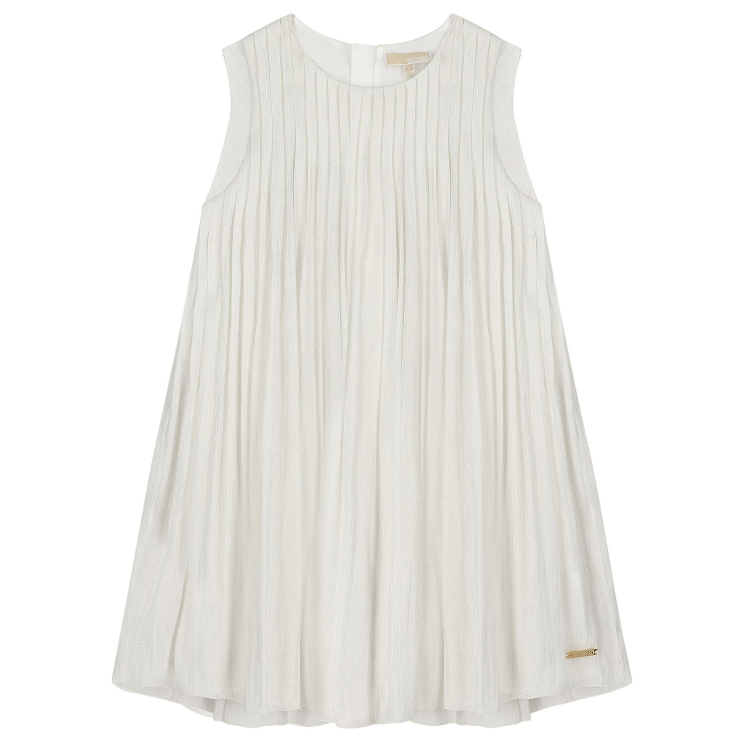 Girls Ivory Logo Pleated Dress, 1, hi-res