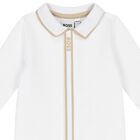 Baby Boys White Logo Babygrow, 1, hi-res
