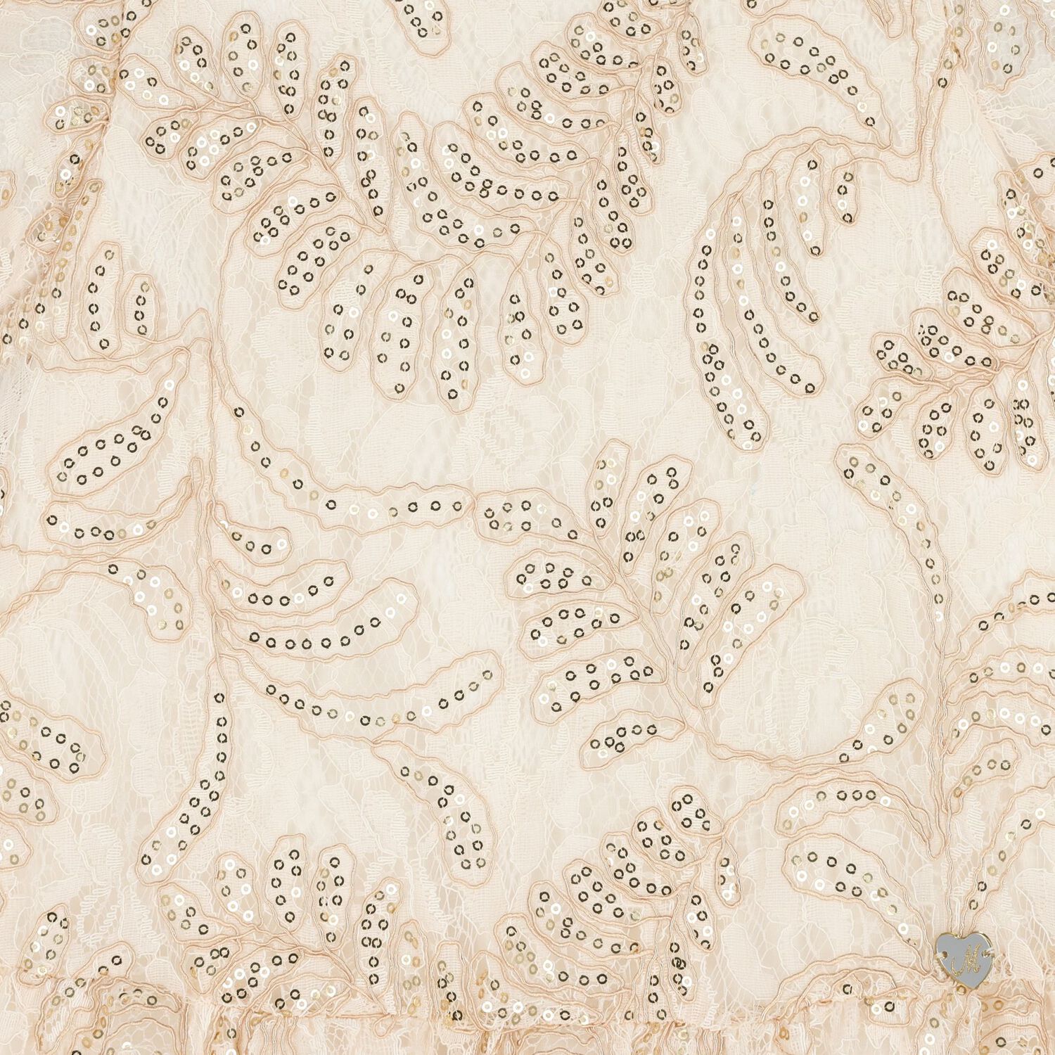 فستان بنات باللون البيج و الذهبي, 1, hi-res