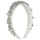 Girls White Crystal Embellished Headband, 1, hi-res
