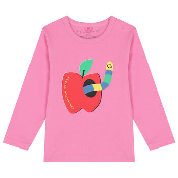 Younger Girls Pink Apple Long Sleeve Top