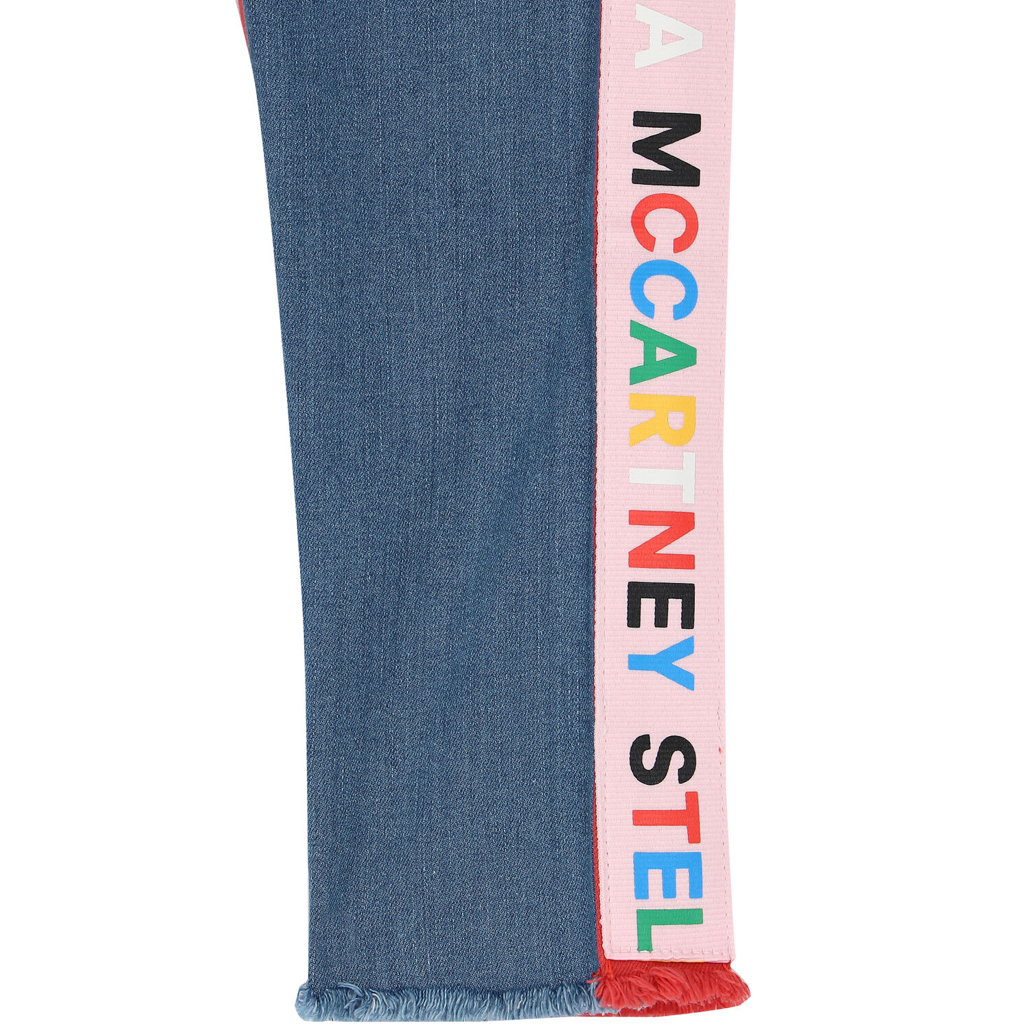 بنطلون بنات دينم بالشعار  باللون الأزرق والبرتقالي, 1, hi-res image number null