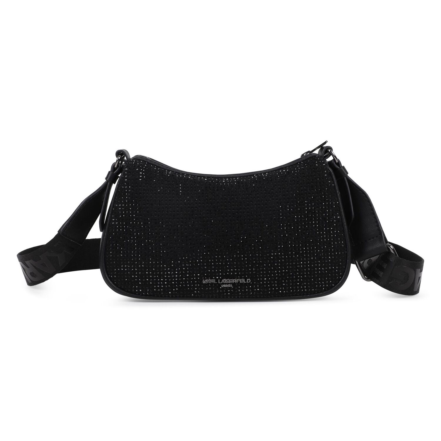 Girls Black Embellished Logo Handbag, 1, hi-res