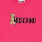 Girls Pink Teddy Bear Logo T-Shirt, 5, hi-res
