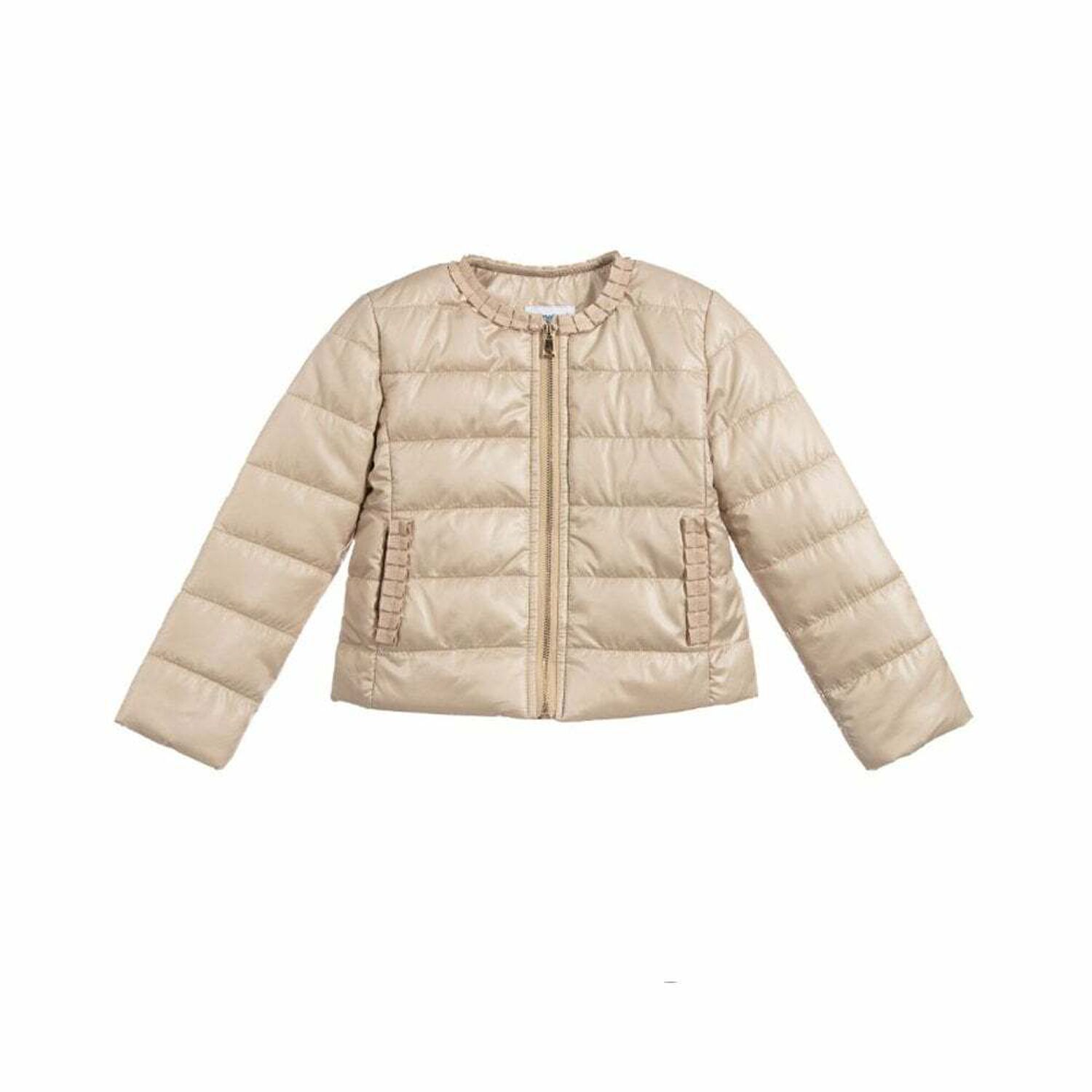 Girls Gold Puffer Jacket, 1, hi-res