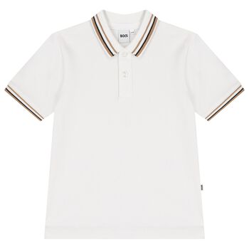 Boys White Logo Polo Shirt