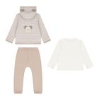 Baby Boys Beige & Ivory Teddy Bear Tracksuit ( 3 Piece ), 1, hi-res