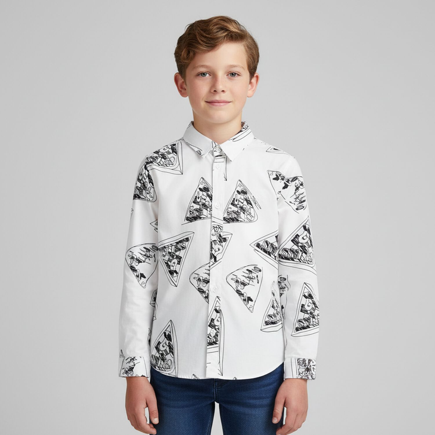 Boys White Logo Shirt, 1, hi-res image number null