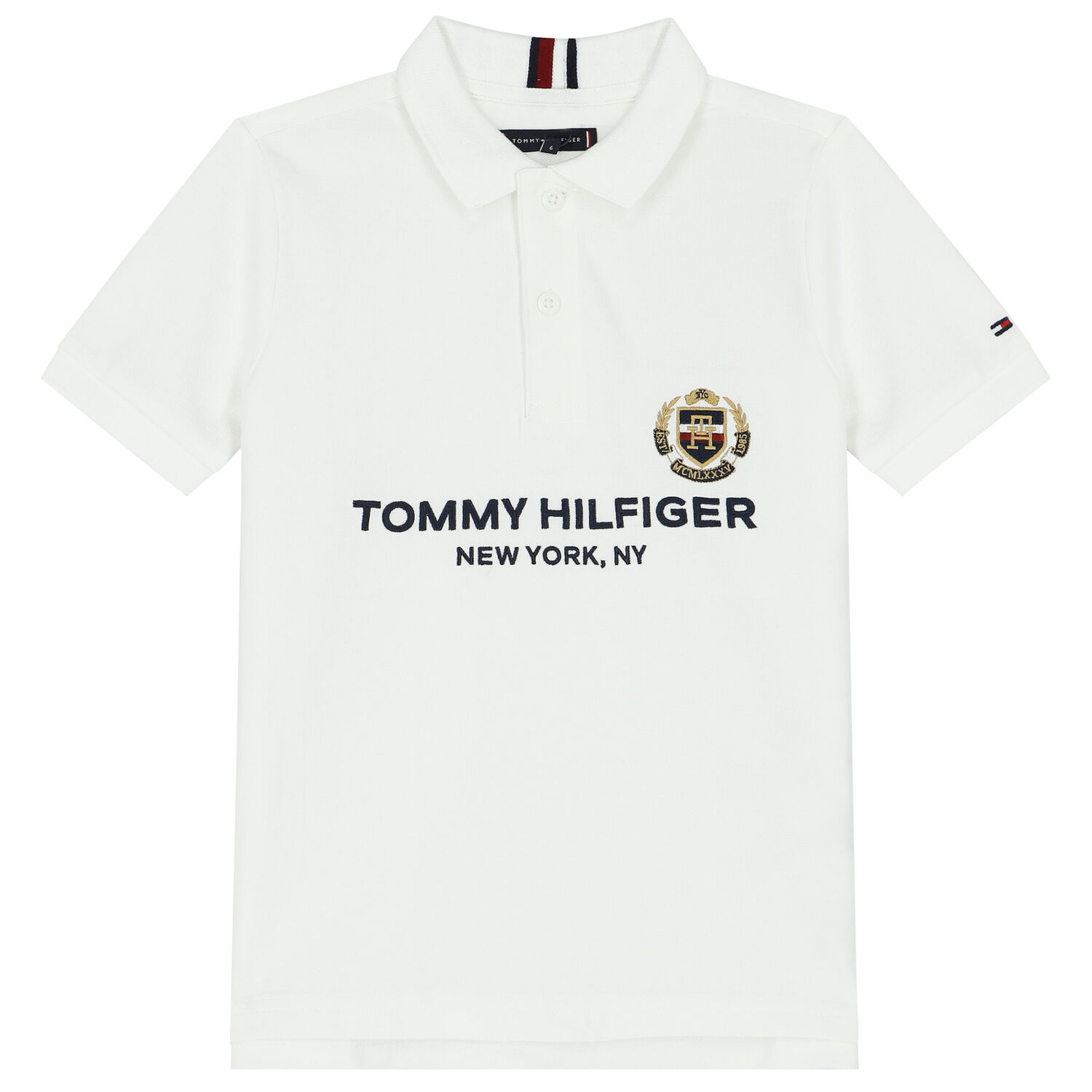Boys White Logo Polo Shirt, 2, hi-res image number null