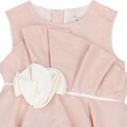 Girls Pink Flower Ruffled Dress, 1, hi-res