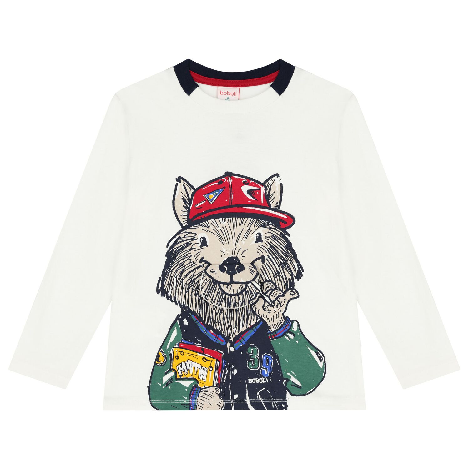 Boys Ivory Fox Long Sleeve Top, 1, hi-res