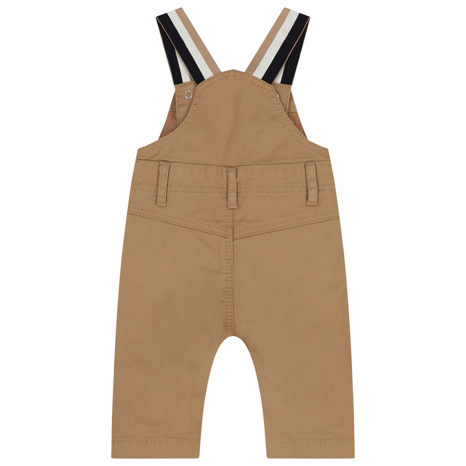 Baby Boys Beige Logo Dungaree, 1, hi-res