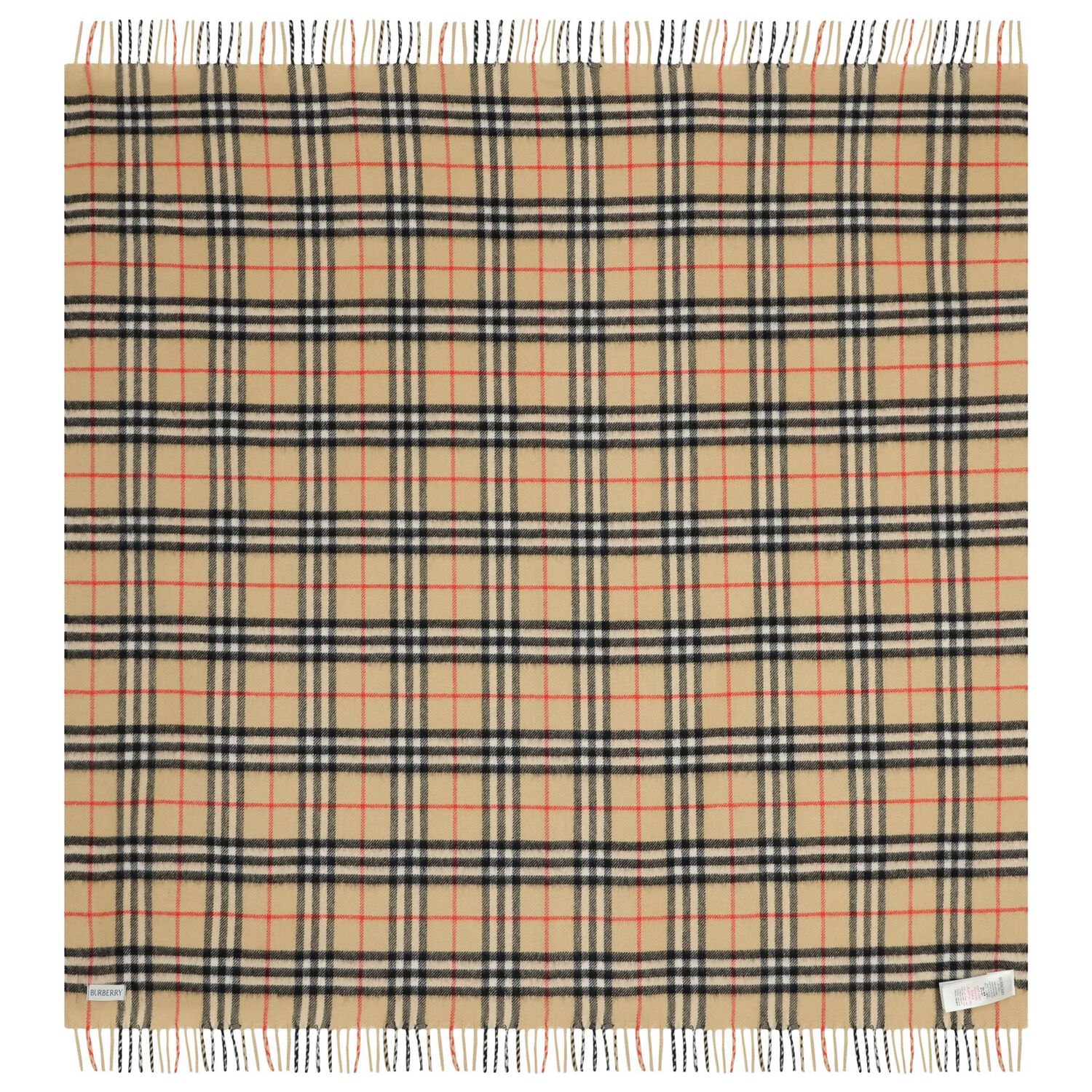 Beige Check Knitted Baby Blanket, 1, hi-res