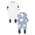 Boys Ivory & Blue Babygrows (2 Pack) & Bib, 1, hi-res