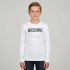 توب باكمام بالشعار مطرز باللون الابيض, 1, hi-res