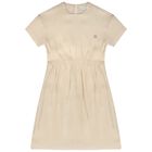 Girls Gold Logo Satin Dress, 1, hi-res