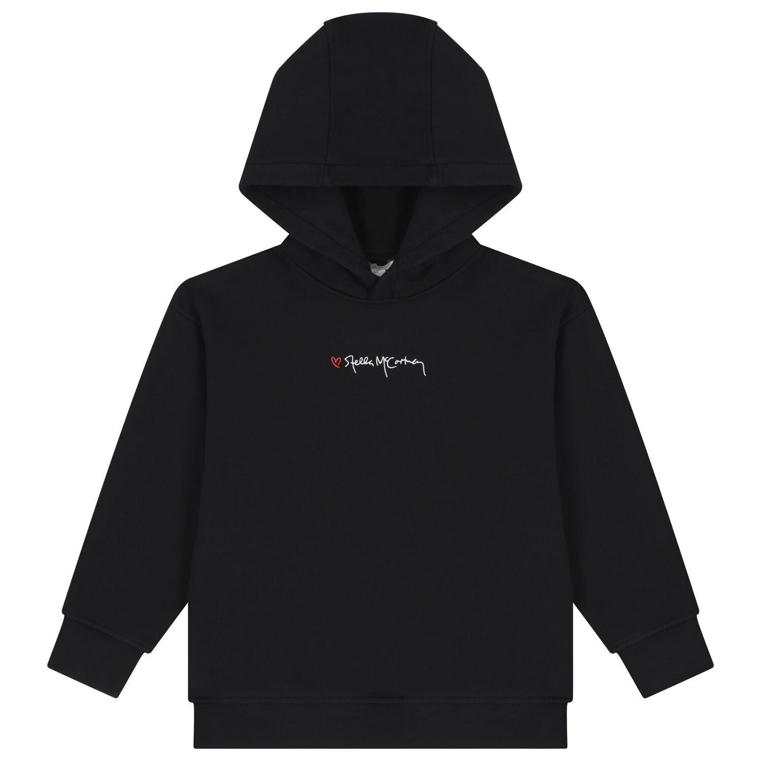 Girls Black Logo Hooded Top, 1, hi-res