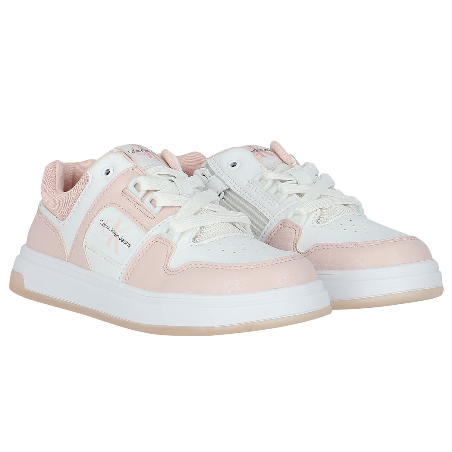 Girls Pink & White Logo Trainers, 1, hi-res image number null