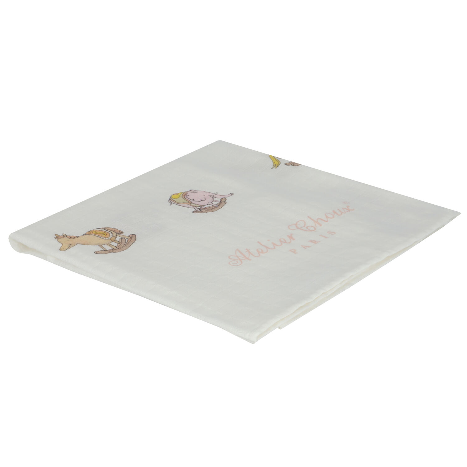 Ivory Rocking Horse Baby Swaddle Carré Blanket, 1, hi-res image number null