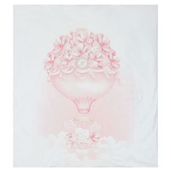 بطانبة بنات بطبعة الزهور وبالون الهواء باللون الأبيض والوردى