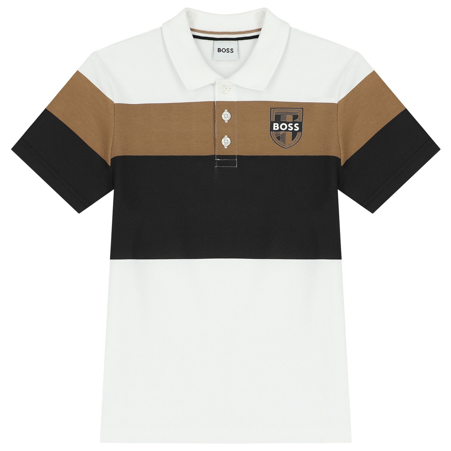 Boys White Logo Polo Shirt, 2, hi-res