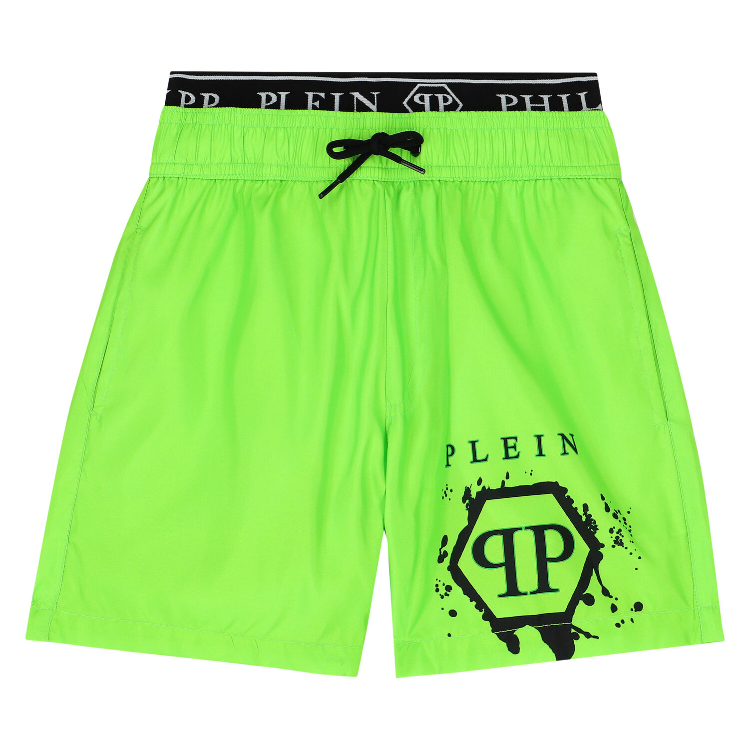 Boys Neon Green Logo Swim Shorts, 2, hi-res image number null