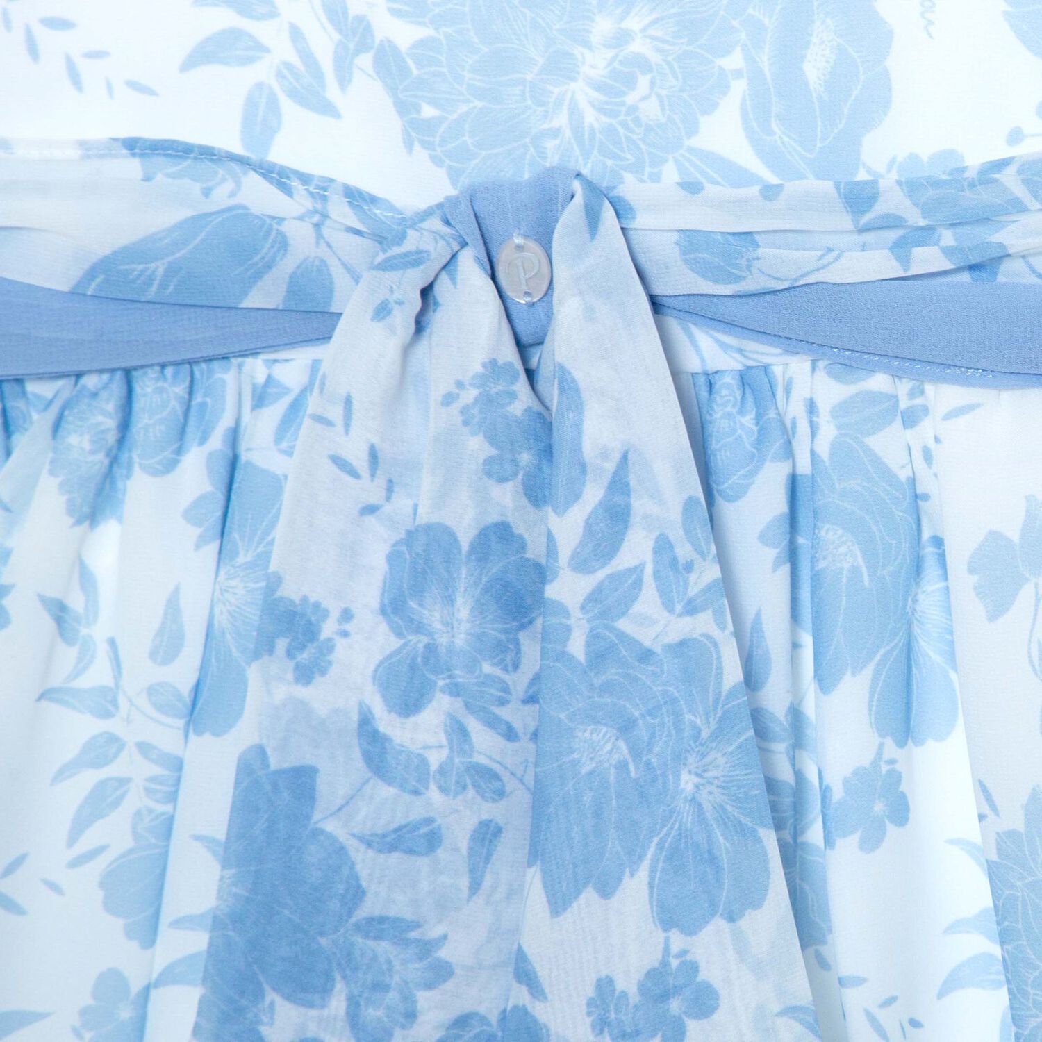 Girls White & Blue Chiffon Dress, 1, hi-res image number null