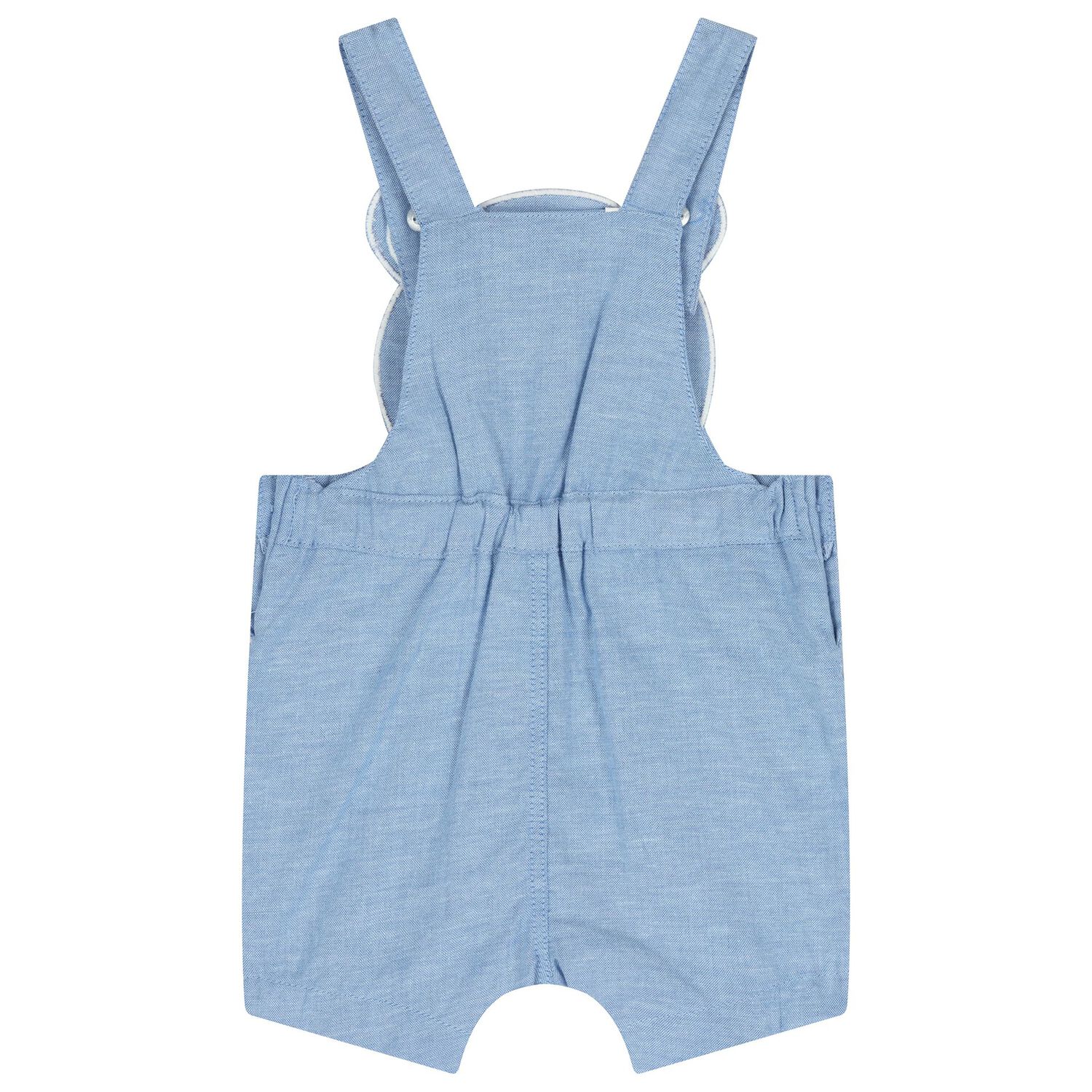 Baby Boys Blue & White Teddy Bear Dungaree Set, 1, hi-res