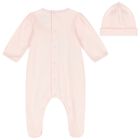 Baby Girls Pink Bow Babygrow Set, 1, hi-res
