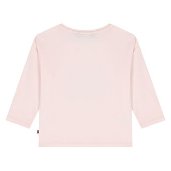 Younger Girls Pink & Gold Teddy Bear Logo Long Sleeve Top 