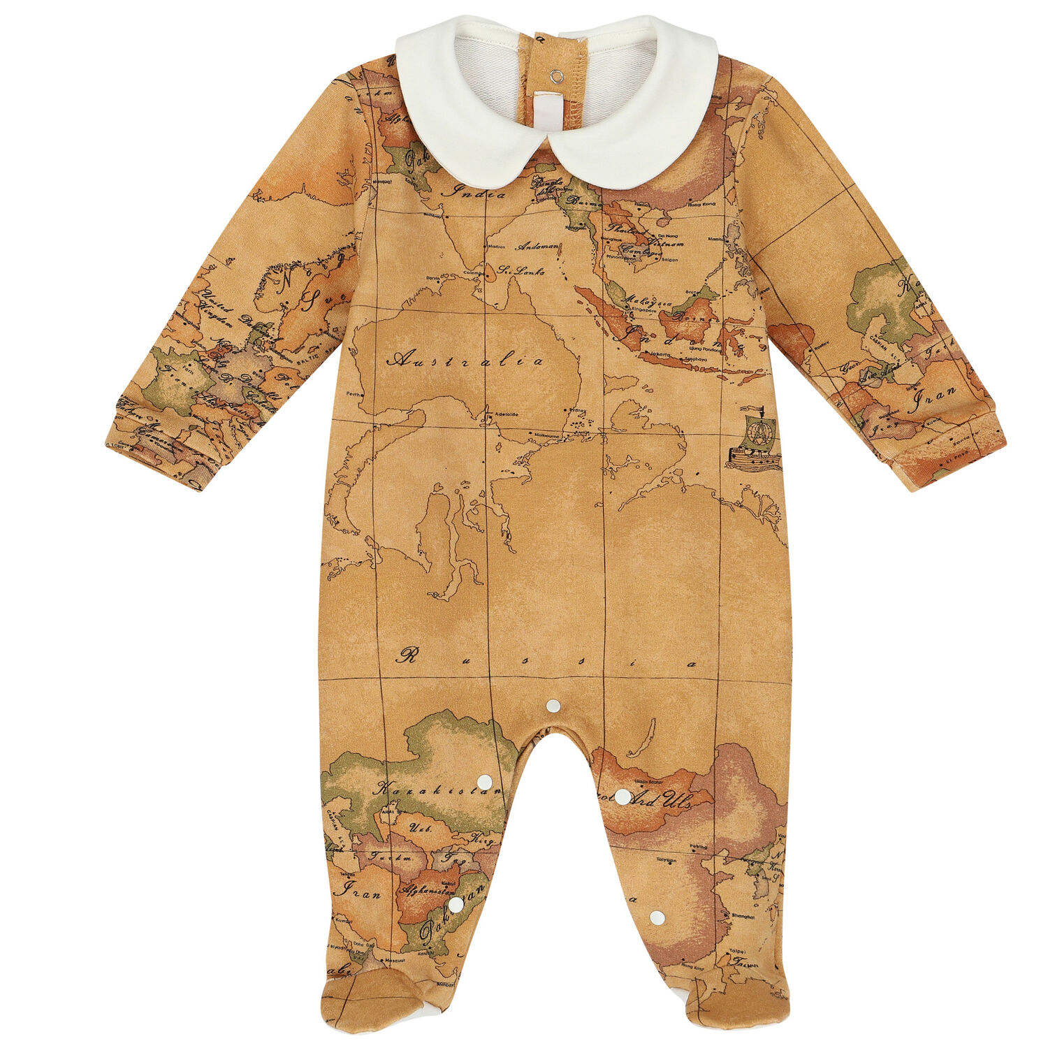 Beige & Ivory Geo Map Babygrow Gift Set, 1, hi-res