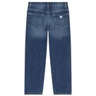 بنطلون جينز بنات بالشعار باللون الأزرق, 1, hi-res